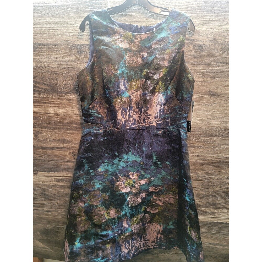 Chetta B Blue A-line Midi Dress Halter Neckline sz 14